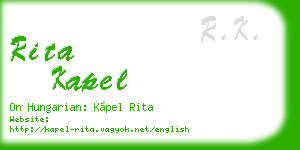 rita kapel business card